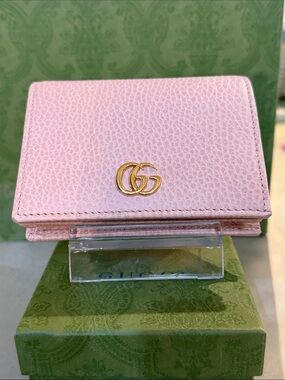 GUCCI | ✨ GG Marmont Card Case Wallet in Light Blush Pink Pebbled Leather